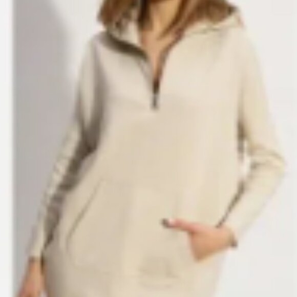 All Saints Xondo Cream Long Sleeve Zip-Up Hoodie Dress Sz Small - Picture 2 of 13